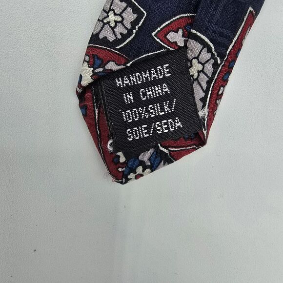 Gino Pompeii SILK Necktie Tie 55 x 4 red blue, Vintage Menswear - Picture 6 of 6